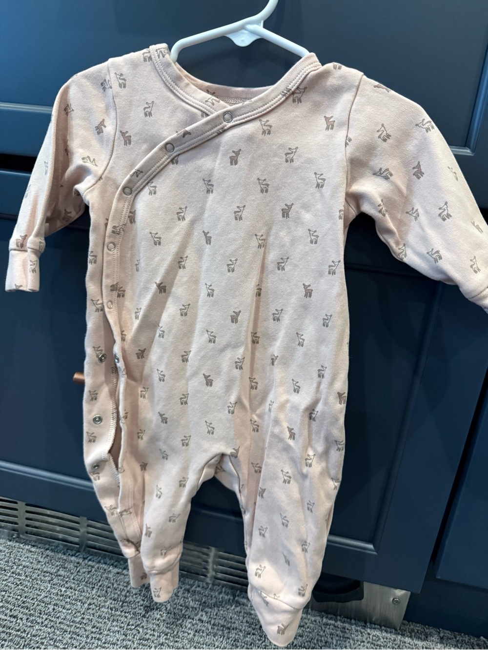 Pehr Soft Pink Baby One-Piece Romper/ pajama with Deer Print